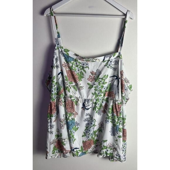 Torrid Babydoll Challis Square Neck Tank Floral Cloud Dancer Plus Sz 5X (28) NEW - Picture 4 of 13